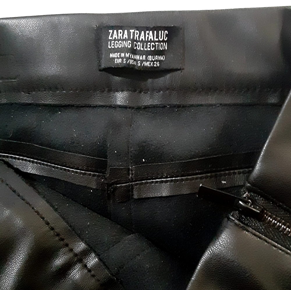 ZARA Faux Leather Zip Slit Leggings NWOT - Picture 7 of 16